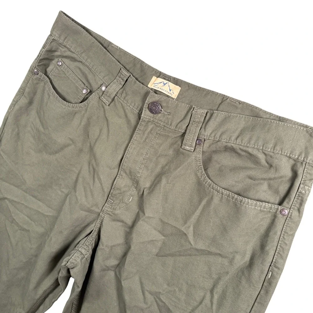 Blue Mountains Canvas Pants Mens 39x33 (Tag 38x34) Green Workwear Utility Earthy